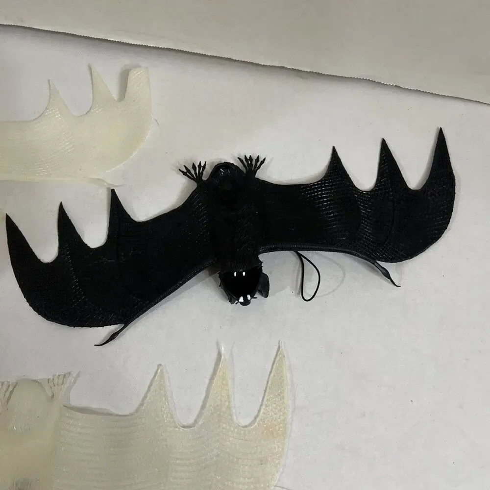 3 Vintage Halloween Rubber Hanging Bats 2 Glow In The Dark 1 Black